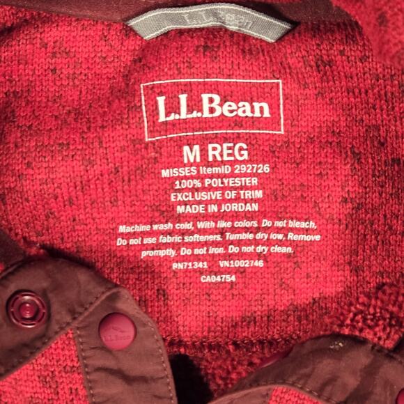 Two LL Bean Women's Sweater Fleece Pullovers Medium Soft Spruce And Red - Picture 11 of 15